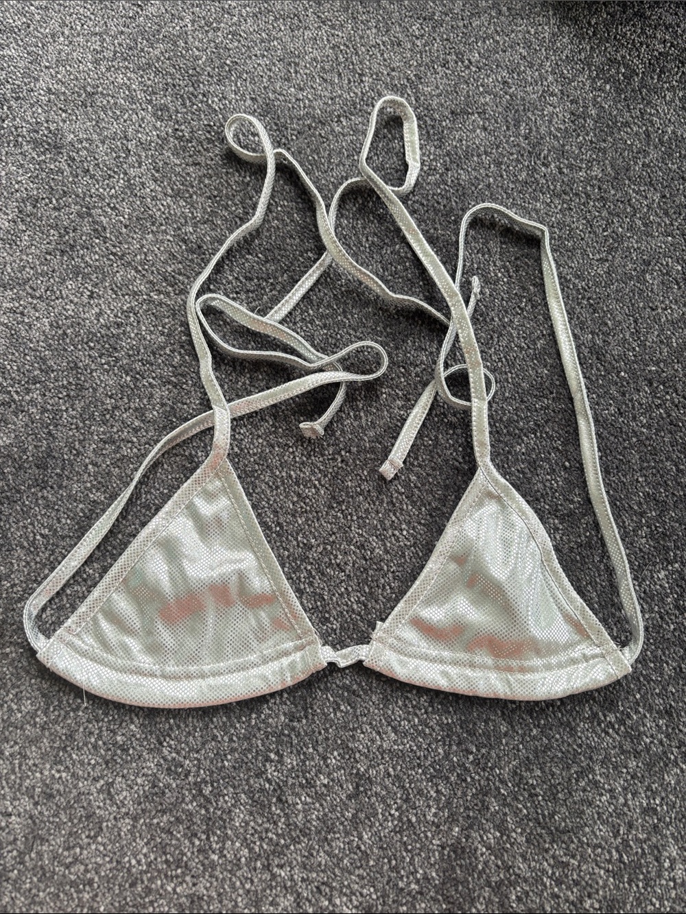 SHEIN Silver Shimmer Triangle Bikini Top